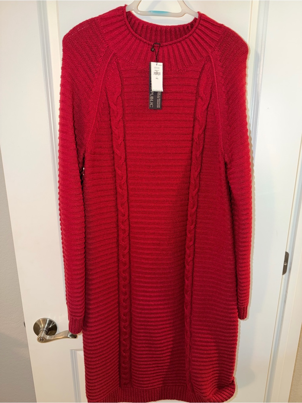 Banana Republic Red Cable Knit Sweater Dress